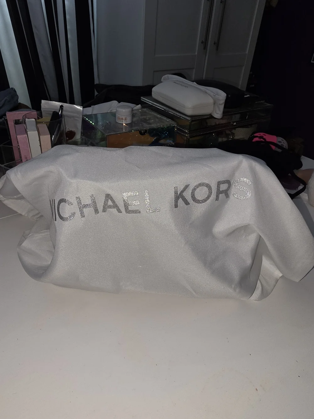 Michael Kors Navy and Black Velvet Chain Shoulder Bag